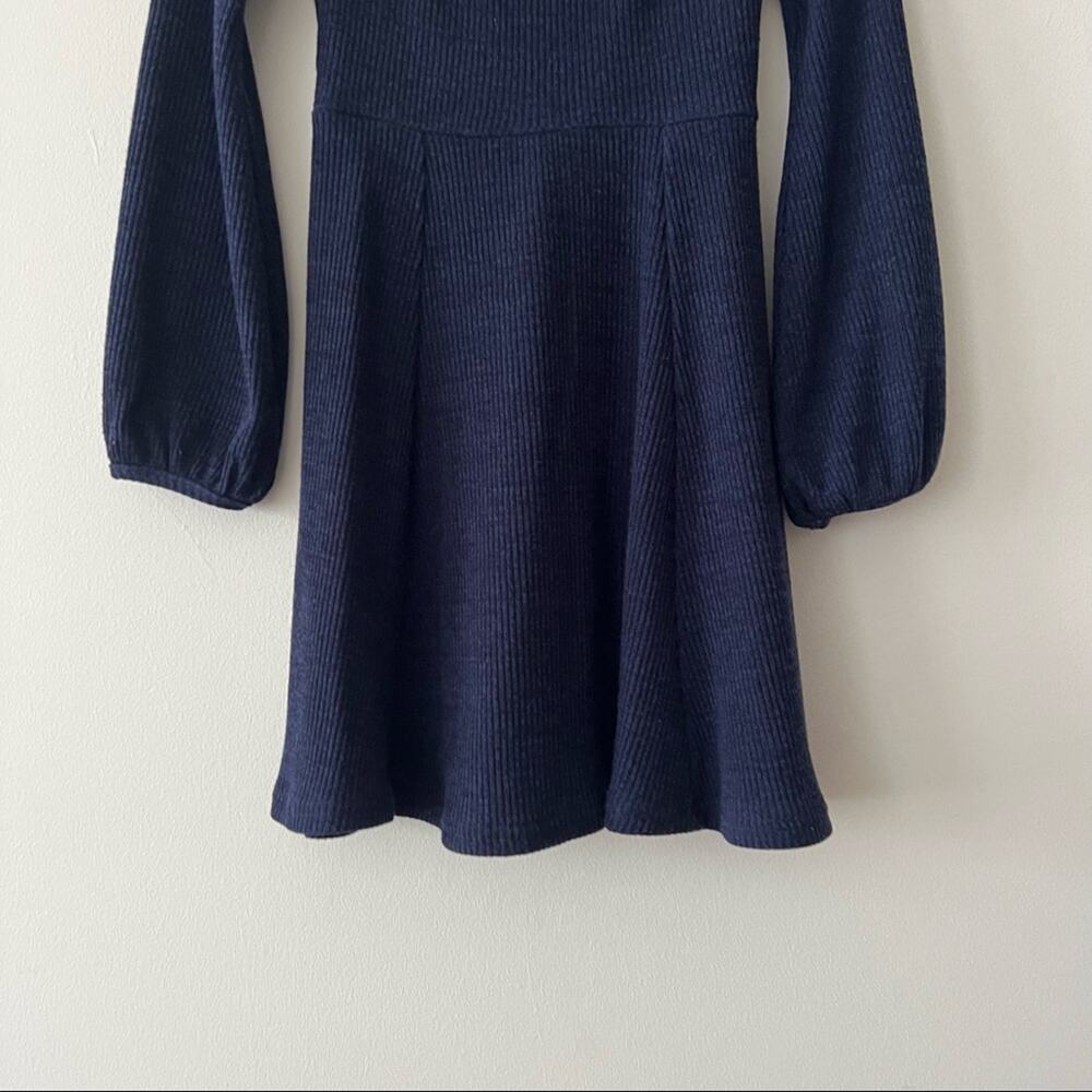 Lulu's Navy Ribbed Off-the-Shoulder Mini Dress - Picture 3 of 5